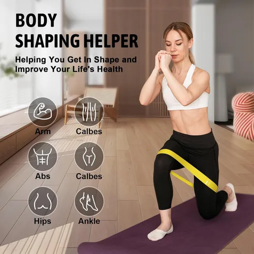 Miniatura 4 de Juego de bandas de resistencia para ejercicio, 6 niveles de bandas de entrenamiento con correas de yoga para entrenamiento de fuerza, deportes