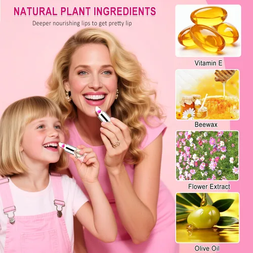 Miniatura 8 de Paquete de 6 lápices labiales de gelatina de flores de cristal, bálsamo labial nutritivo de larga duración, hidratante mágico que cambia