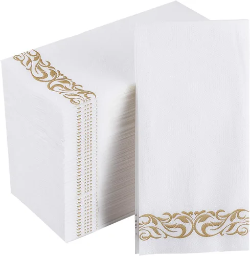 FOCUSLINE 200 toallas de baño desechables con tacto de lino, toallas de mano de papel suaves y absorbentes para invitados, toallas de mano de papel