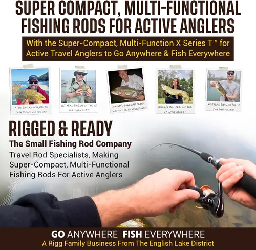 Miniatura 7 de Rigged & Ready X Series™ Travel Fishing Rods. 6 Super Compact Combos and Rods, Multi-Functional, Spinning Poles. 5 to 25 Techniques from one Rod.