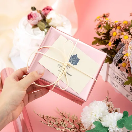Miniatura 5 de Merture - Rollo de papel de regalo rosa - 17 pulgadas x 32.8 pies (46.5 pies cuadrados) Papel de regalo sólido color rosa metálico con líneas