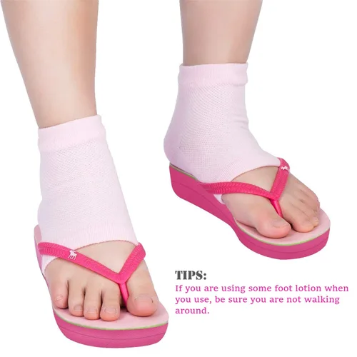 Miniatura 2 de 3 pares de calcetines de talón de gel hidratantes suaves ventilados con gel botánico de calidad de spa para cuidado de día y noche, calcetines