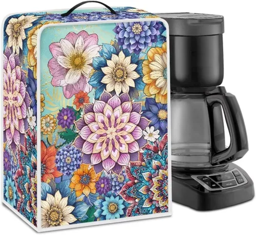 Miniatura 15 de Funda para cafetera, poliéster, azul, se adapta a la mayoría de máquinas de café estándar, protector resistente al polvo, huellas dactilares