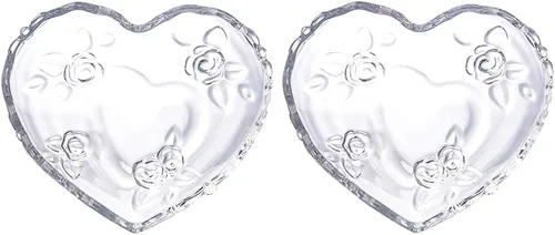 Miniatura 8 de Gaolinci Tazón de vidrio en relieve en forma de corazón, ensaladera de frutas, cuenco de postre (juego de 2)
