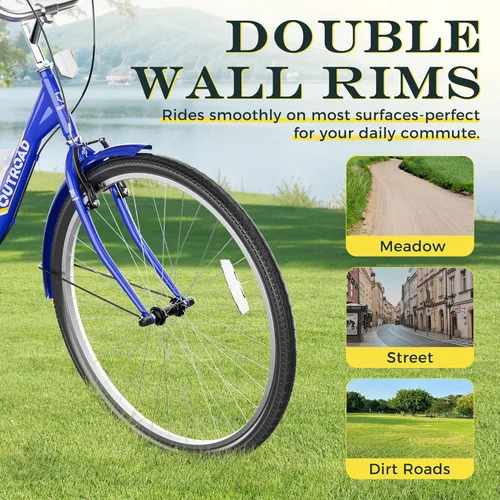 Miniatura 8 de Betterland Triciclo para adultos de 24/26 pulgadas, triciclo cómodo con canasta grande, bicicleta de crucero estable de 3 ruedas para compras