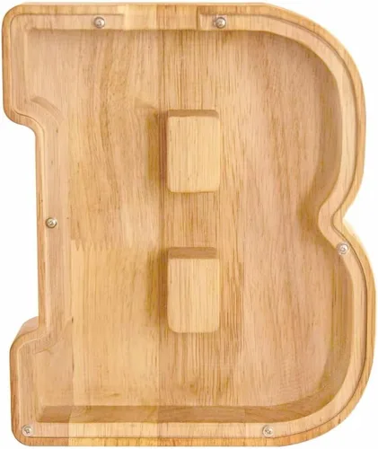 Miniatura 7 de Alcancía de 26 letras del alfabeto inglés A-Z, alcancía de madera transparente de gran capacidad, caja de ahorro de monedas personalizada