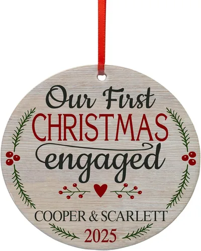 Miniatura 7 de Let's Make Memories Adorno de Navidad Personalizado para Parejas - Adorno de Navidad 2025 - Decoración de Árbol - Personalizar Mensaje, Año