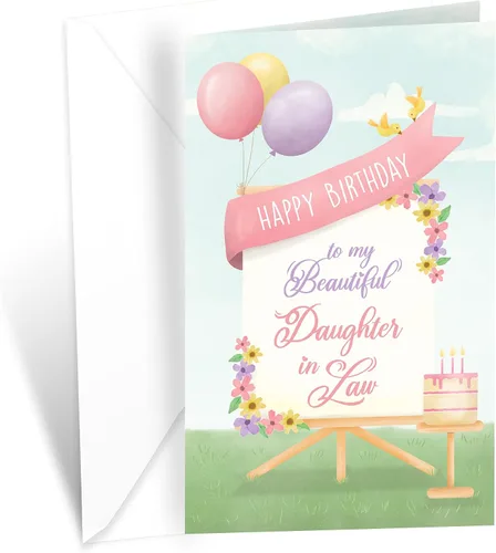 Prime Greetings Tarjeta de feliz cumpleaños para nuera, hecha en Estados Unidos, ecológica, tarjeta gruesa con sobre de primera calidad de 5 x 7.75