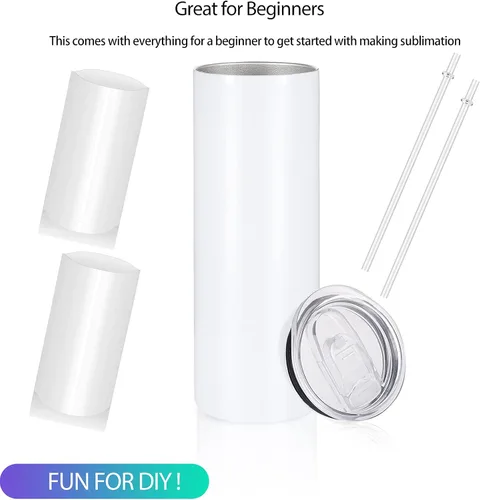 Miniatura 4 de YOUKE OLA Paquete de 24 vasos de sublimación rectos y delgados de 20 onzas para transferencia de calor, caja de regalo individual, vaso aislado
