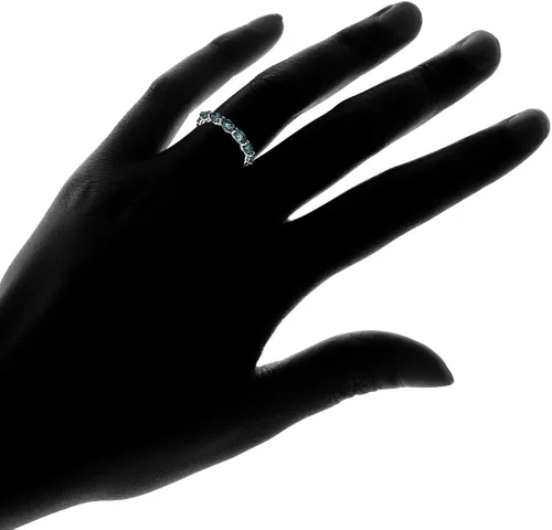 Miniatura 4 de Ice Gems Anillo de eternidad de plata de ley con topacio azul Londres de 0.197 x 0.118 in de corte ovalado