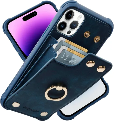 Miniatura 29 de Funda tipo cartera compatible con iPhone XR/10R con tarjetero de crédito, funda protectora de cuero a prueba de golpes compatible con anillo