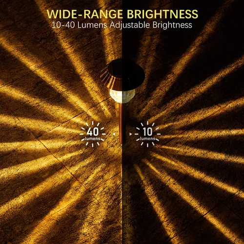Miniatura 5 de XMCOSY+ Luces solares impermeables para exteriores, paquete de 4 luces solares para exteriores, 10-40 LM regulables, luces solares de cristal LED