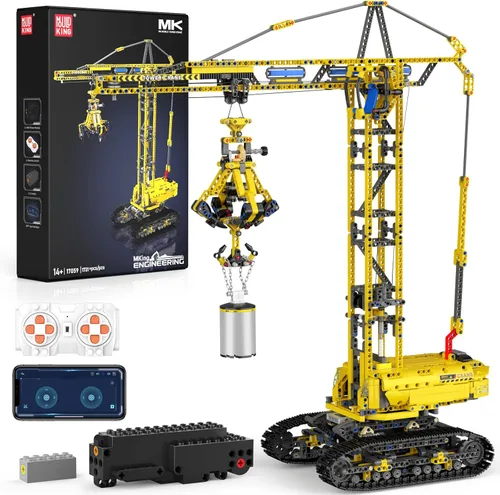 Miniatura 11 de Mould King - Juegos de construcción de excavadora RC, 13112 Kits de modelo de ingeniería con control remoto APP, conjuntos de vehículos