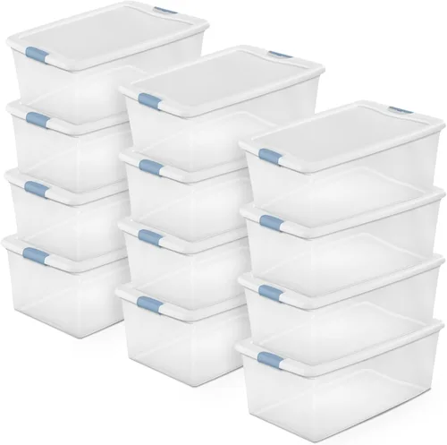 Miniatura 19 de Sterilite - Paquete de 12 contenedores apilables con pestillo, contenedores de almacenamiento bajo la cama con tapas, plástico transparente, 15