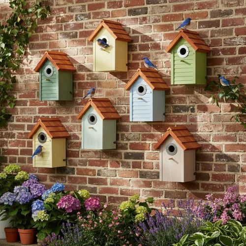 Miniatura 6 de Cedar Alpha Bluebird Casas para Pájaros para Exteriores en Liquidación – Juego de 3 Cajas Nido con Protector contra Depredadores de Acero Inoxidable