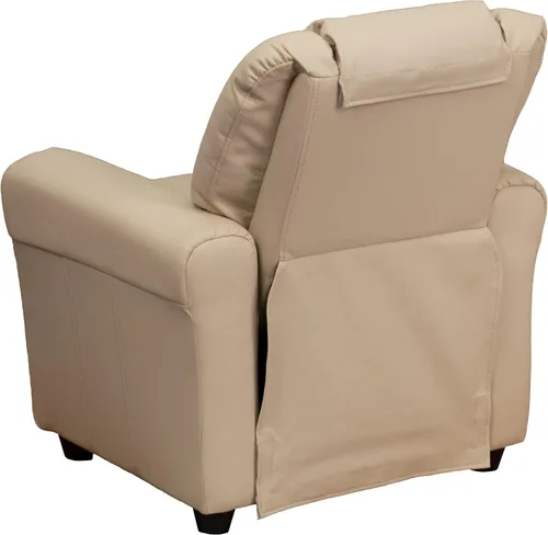 Miniatura 8 de Flash Furniture - Sillón reclinable contemporáneo para niños, color beige vinilo con base para vasos y reposacabezas