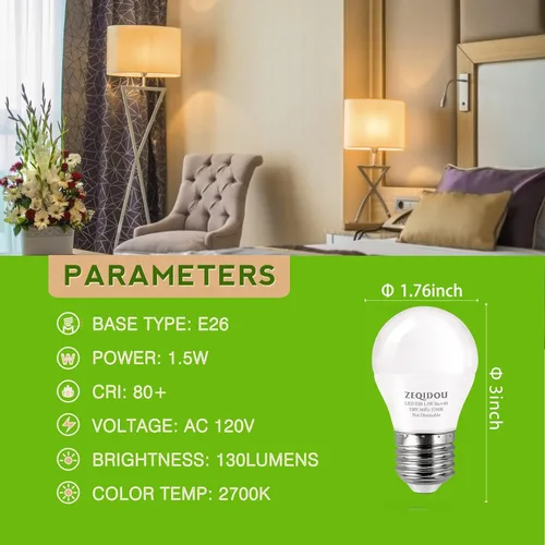 Miniatura 2 de Bombillas LED de bajo vatio, equivalente a 1.5 W, 15 W, bombilla LED A15 de 15 W, bombillas LED A15 de 15 W, blanco suave, 2700 K, baja potencia