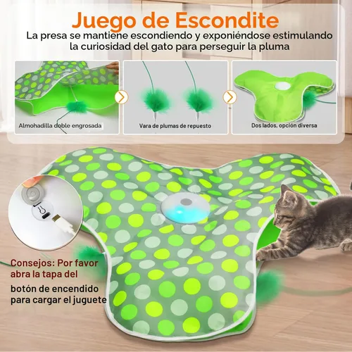 Miniatura 2 de umosis Juguetes interactivos para gatos recargables, moviendo plumas ocultas, chirriante de ratón real, juguete activado por tacto, juguetes