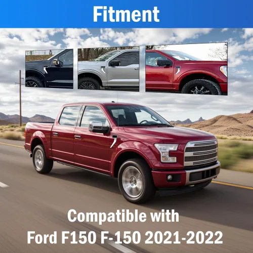 Miniatura 3 de Cubierta de ventilación lateral del guardabarros delantero del automóvil, compatible con Ford F150 F-150 2021-2022, fibra de carbono ABS negra