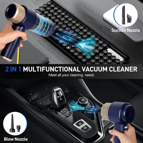 Miniatura 3 de Sweetone Aspiradora portátil inalámbrica para automóvil, aspiradora de 15000 Pa y plumero de aire, aspiradora de mano con luz LED y múltiples