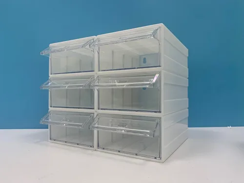 Miniatura 9 de Gabinete de almacenamiento apilable de 12 piezas con cajones, organizador de plástico blanco con cajones y organizador de rack con 36 separadores