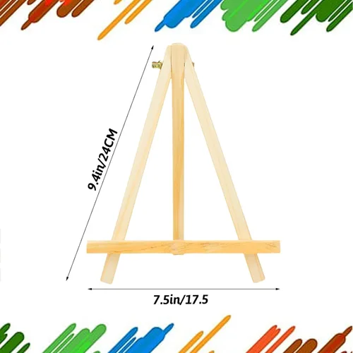 Miniatura 2 de Paquete de 4 caballetes de madera de pino de 9 pulgadas, soporte de caballete para pintar lienzos, arte y manualidades, trípode, caballete de fiesta