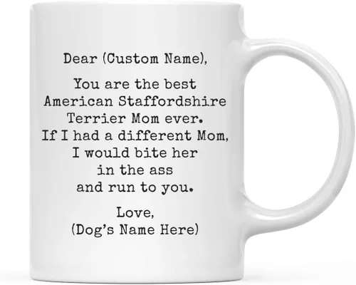 Miniatura 109 de Andaz Press Taza de café personalizada divertida con texto en inglés "Dog Mom", regalo de broma para la mejor mamá de perro cocker spaniel, muerde