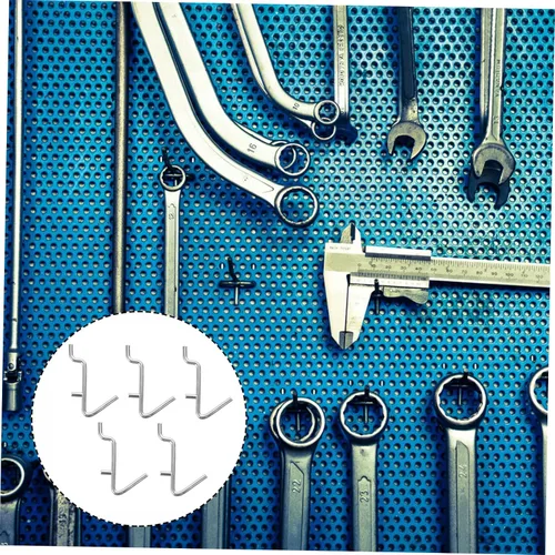 Miniatura 4 de Angoily Pegboard - Estante perforado con gancho en V, 10 unidades, acero inoxidable, resistente, perchero