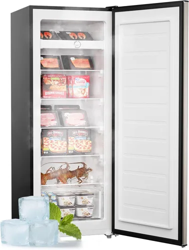 Miniatura 9 de Upstreman - Congelador vertical de 7.0 pies cúbicos, congelador grande de pie color negro con 5 estantes ajustables, refrigerador/congelador