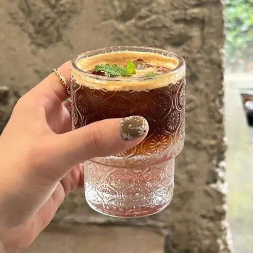 Miniatura 9 de AVLA Paquete de 8 vasos vintage para beber, vaso romántico de jugo de agua de 7 onzas, transparente, apilable, para café, cóctel, bar, bebidas, té