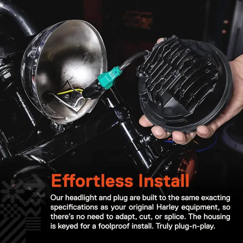 Miniatura 6 de TRUE MODS 5.75" (5 3/4) Faro LED para Harley Davidson [Acabado Negro] Faro LED Redondo para Motocicleta para Dyna Street Bob Super Wide Glide Low