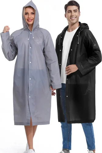 Miniatura 117 de 2 abrigos de lluvia de Borogo para adultos, chaquetas de lluvia reutilizables para hombres y mujeres