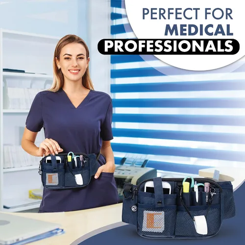 Miniatura 12 de First Lifesaver Riñonera para enfermera con múltiples compartimentos y soporte de cinta para enfermeras y estudiantes de enfermería, Negro