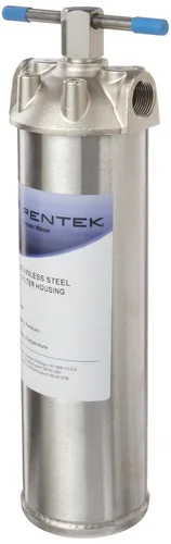 Pentair Pentek ST-1 Carcasa de filtro, carcasa de filtro de acero inoxidable de 10 pulgadas, NPT de 3/4 pulgadas