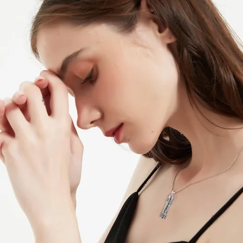 Miniatura 37 de Collar con colgante de urna de cenizas de cremación y árbol de la vida para mujer, plata de ley US1