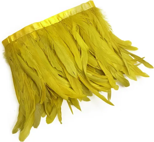 Miniatura 17 de 2 yardas de flecos de plumas hackle de gallo de 8-10 pulgadas, ribete de plumas para costura y manualidades, decoraciones de bricolaje - Negro