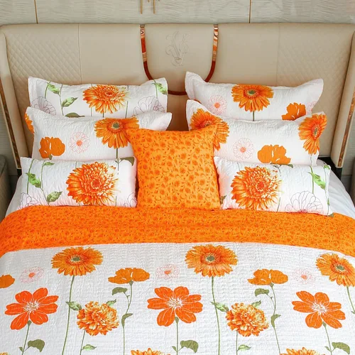 Miniatura 5 de EVENHUG Juego de 2 fundas de almohada acolchadas de girasol naranja, fundas de almohada florales a juego con decoración de ropa de cama