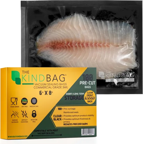 The Kind Bag Bolsas de sellado al vacío para alimentos; grado alimenticio, sin BPA y aptas para congelador; herméticas, sin olor y sin humedad;