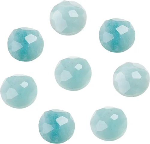 50 unidades de piedra de chakra de cuarzo facetado de 0.315 in de Amazonita natural, cabujones de chakras de cúpula media redonda, cristales de