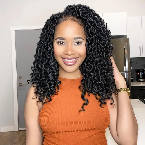 Miniatura 31 de Karida Rastas de cabello sintético de ganchillo de 18 pulgadas, 8 paquetes de cabello de ganchillo preanudado de diosa, rastas sintéticas onduladas