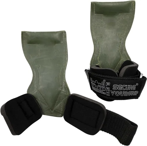 Miniatura 5 de Lifting Grips PRO Guantes de Peso de Servicio Pesado Correas de Barra de Gimnásticos Alternativa a Ganchos de Potencia Peso Muerto Muñequera verde