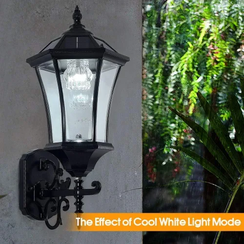 Miniatura 2 de Farol solar de pared para exteriores, luz solar inalámbrica de montaje en pared del atardecer al amanecer, 21 pulgadas, grande, aplique de pared LED