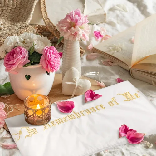 Miniatura 7 de VitalCozy Gran en Recuerdo de Mí Frontal de Altar 88.2x52pulg Cubierta de Paño de Mesa de Comunión Blanca Rectangular Paños de Mesa de Comunión