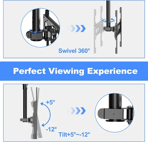 Miniatura 3 de XINLEI Soporte de TV de techo de movimiento completo para la mayoría de televisores y monitores curvos planos de 26 a 65 pulgadas, soporte giratorio