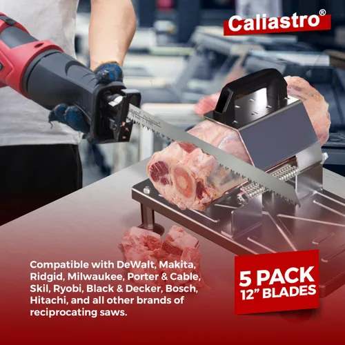 Miniatura 4 de Hojas de sierra de corte de hueso de carne congelada de acero inoxidable de 12 pulgadas para sierras recíprocas y Sawzall, paquete de 5 Caliastro