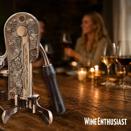 Miniatura 5 de Sacacorchos Wine Enthusiast Legacy – Abridor de vino duradero con mango de mármol negro y construcción de metal sólido - Eliminación de corcho
