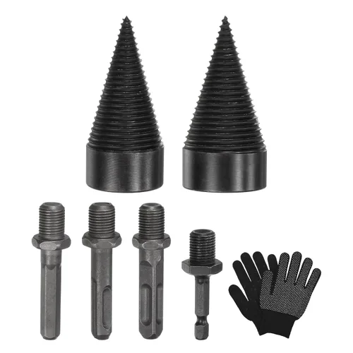 Miniatura 24 de M METERXITY Paquete de 1 broca divisora de madera de 1.260 in + 4 asas (cuadrada+redonda+vástago hexagonal+hexagonal pequeño) broca divisor de leña