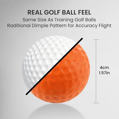 Miniatura 5 de FINGER TEN Pelotas de práctica de golf de espuma de colores, paquete de 12, 24, 50 unidades, pelota de golf ligera de vuelo limitado para interiores