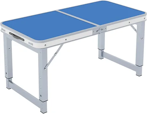 Miniatura 11 de Mesa plegable con taburete, mesa plegable de altura ajustable, picnic, campamento, al aire libre, aluminio ligero portátil, con asa de transporte