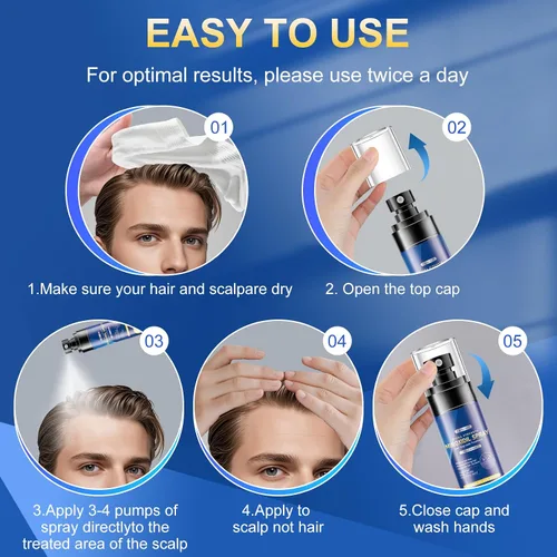 Miniatura 5 de Spray de minoxidil al 5% para hombres y mujeres, paquete de 5, infundido con biotina, regeneración del cabello para hombres, tratamientos de pérdida
